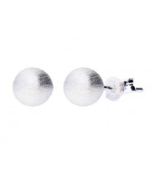 Cercei aur alb 14k dama cu surub Bilute satinate 6 mm Cercei din aur dama