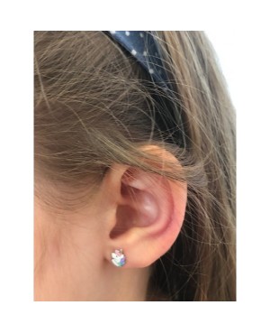 Cercei de aur alb 14K copii bebelusi Unicorni alb roz Cercei din aur