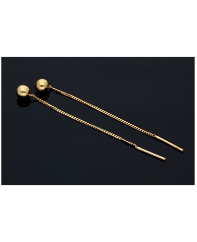 Cercei din aur lungi cu lantisor pentru femei Bilute 5 mm Cercei de aur lungi cu lant