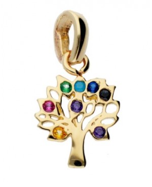 Medalioane dama din aur 14k femei Copacul Vietii colorat Acasa