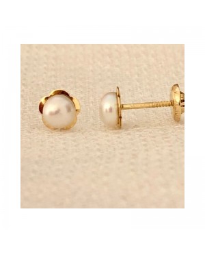 Cercei din aur galben 18K surub copii bebelusi Perle 5.5mm Cercei din aur