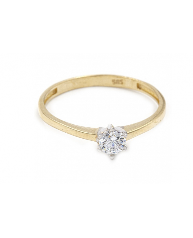 Inel de logodna aur galben 14K model SOLITAIRE R16 Acasa