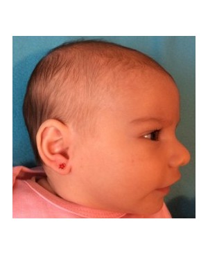 Cercei de aur 14K bebelusi copii cu surub Flori rosii email Cercei din aur