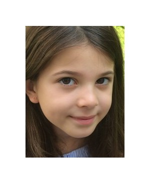 Cercei de aur 14K bebelusi copii cu surub Flori rosii email Cercei din aur