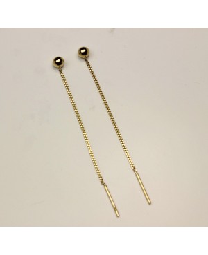 Cercei din aur lungi cu lant pentru femei Bilute 4 mm Cercei de aur lungi cu lant
