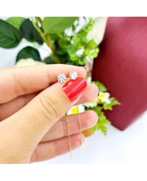 Cercei bijuterii din aur 14K lungi cu lant mobil dama Cercei de aur lungi cu lant