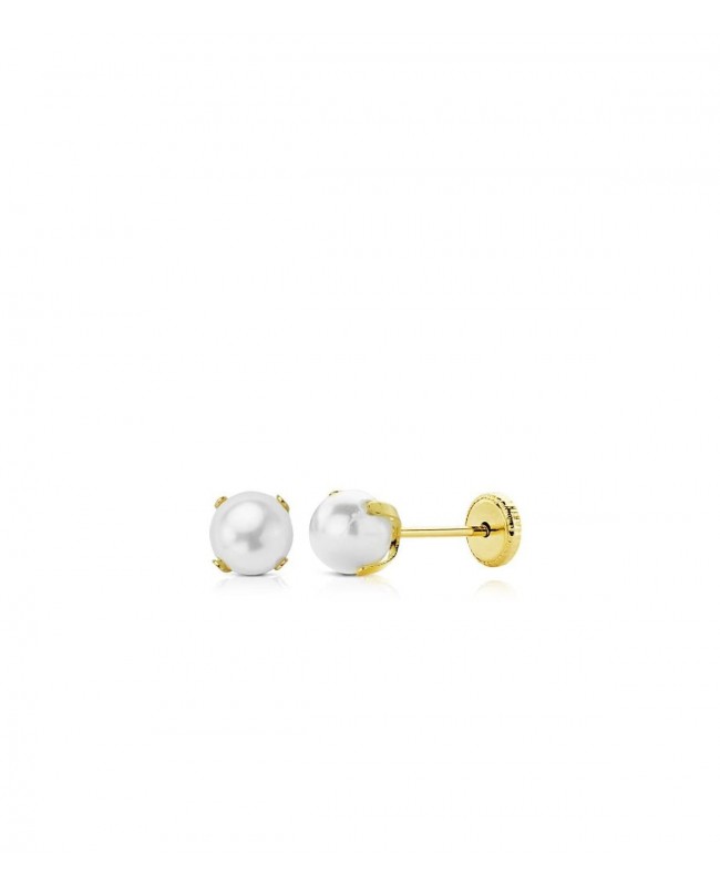 Cercei de aur galben 14K surub copii bebelusi Perle cultura 4 mm Cercei din aur