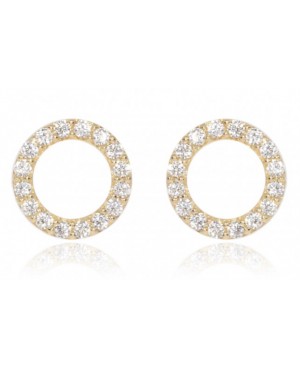 Cercei din aur galben 14K surub Cerculete 7mm cu pietricele Cercei din aur