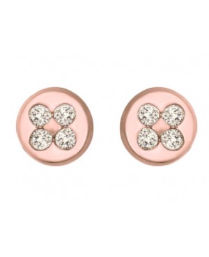 Cercei aur roz 14K bebelusi copii Cerc 4mm cu 4 diamante Cercei din aur