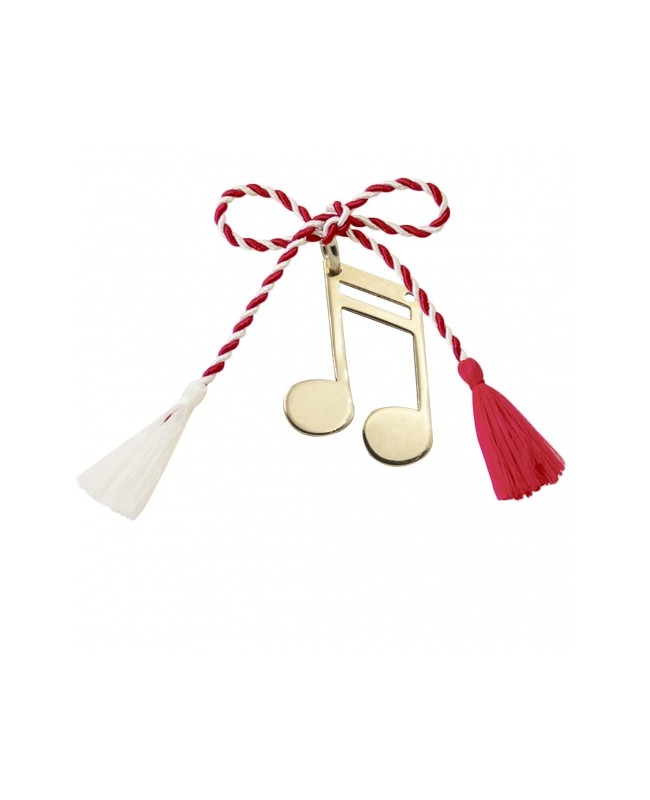 Martisor din aur galben 14K Music cu snur rosu Acasa