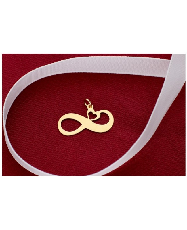 Martisor medalion din aur galben 14K Infinit cu Inimioare Acasa