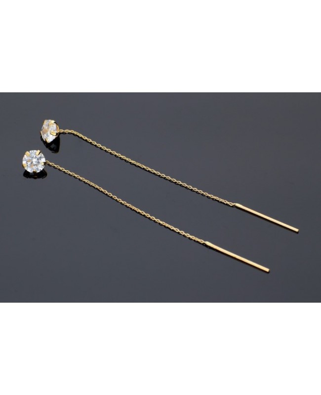 Cercei bijuterii din aur 14K lungi cu lant mobil dama Cercei de aur lungi cu lant