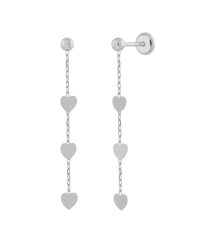 Cercei din aur 9K lungi Lantisor Inimi copii fete femei Cercei din aur