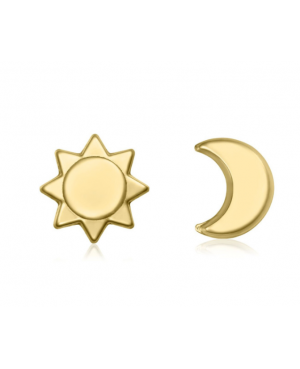 Cercei de aur galben 14K surub copii bebelusi Soare Semiluna Cercei din aur