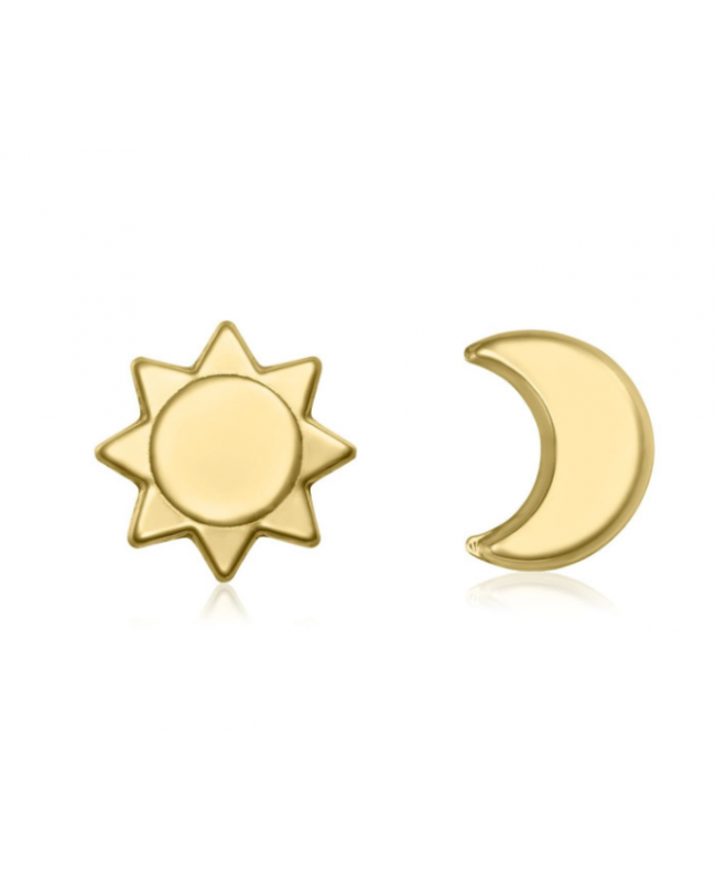 Cercei de aur galben 14K surub copii bebelusi Soare Semiluna Cercei din aur