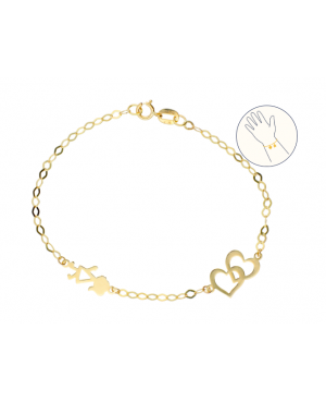 Bijuterii aur galben Bratara copii Inimioare si fetita Acasa