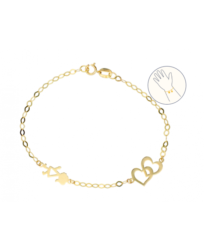 Bijuterii aur galben Bratara copii Inimioare si fetita Acasa