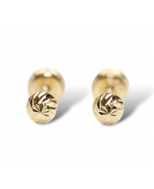 Cercei aur galben 14K surub nou nascuti bebelusi Bilute 4mm Cercei din aur