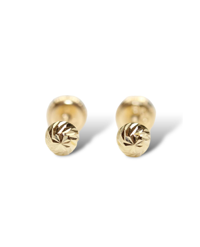 Cercei aur galben 14K surub nou nascuti bebelusi Bilute 4mm Cercei din aur