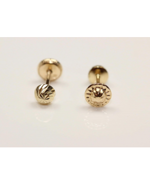 Cercei aur galben 14K surub nou nascuti bebelusi Bilute 4mm Cercei din aur