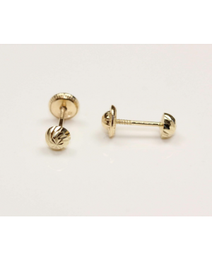 Cercei aur galben 14K surub nou nascuti bebelusi Bilute 4mm Cercei din aur